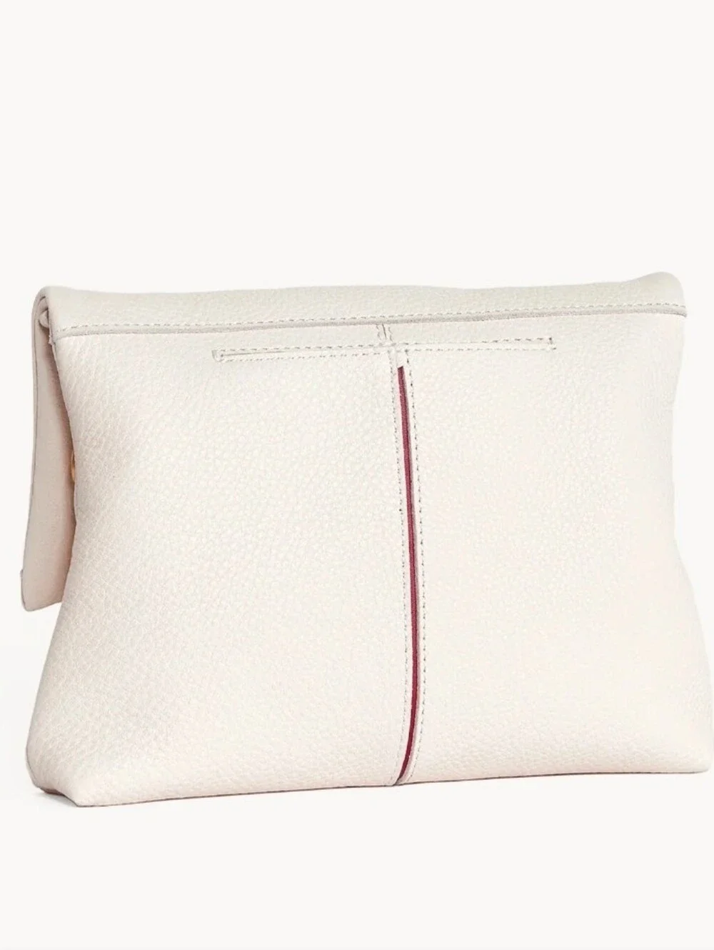HAMMITT VIP Crossbody Clutch Medium Pebbled Leather Off White Brushed Gold
